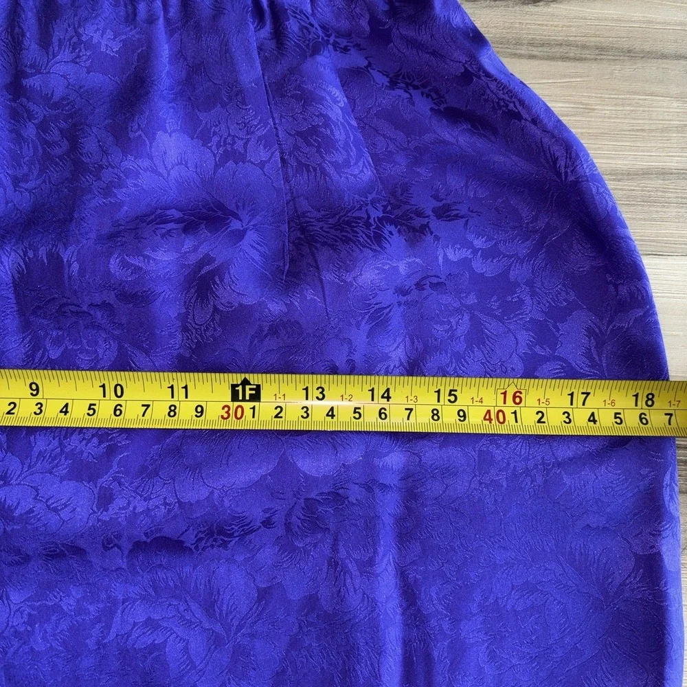 VTG 100% Silk‎ Purple Cheongsam Style Blouse Jacket Skirt Suit Sz4 Office Siren